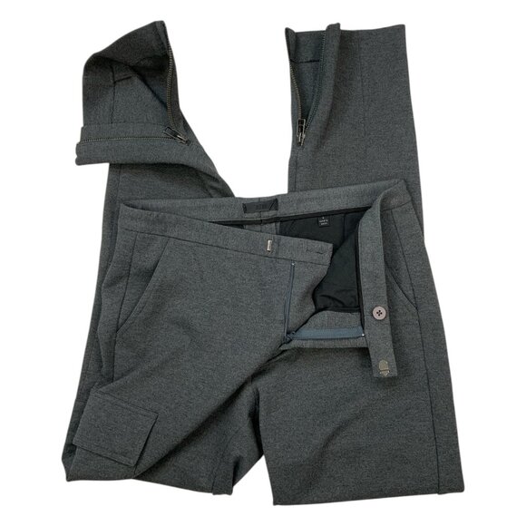 ATM Anthony Thomas Melillo Slim Stretch Cargo Ponte Pant 2 Charcoal Ankle Zip - Picture 3 of 12